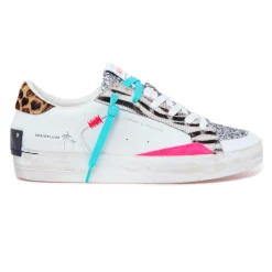 Sneaker Crime London "Skate Deluxe" in pelle, glitte e cavallino