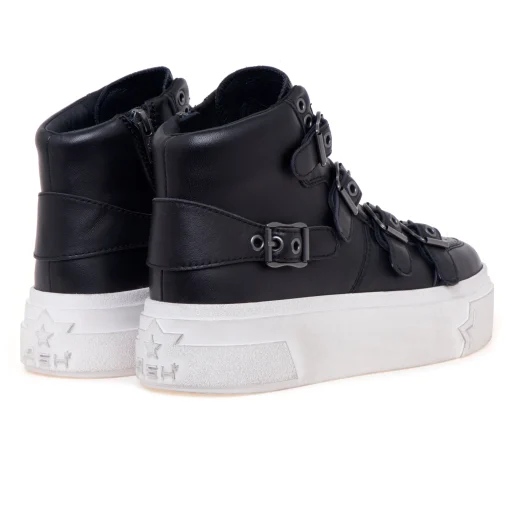 Sneaker in pelle con cinturini e maxi-platform
