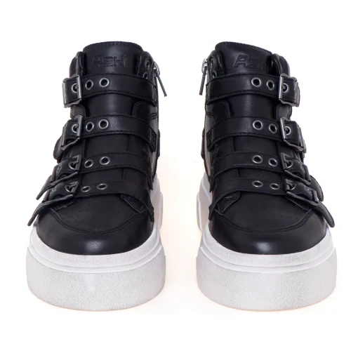 Sneaker in pelle con cinturini e maxi-platform