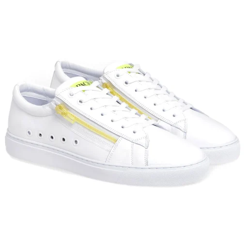 Sneaker Paciotti 4US in pelle con zip fluo