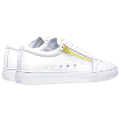 Sneaker Paciotti 4US in pelle con zip fluo