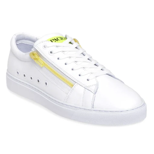 Sneaker Paciotti 4US in pelle con zip fluo