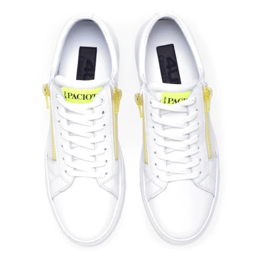 Sneaker Paciotti 4US in pelle con zip fluo