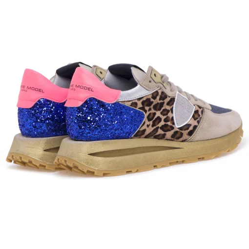 Sneaker Philippe Model Tropez Haute con inserti in cavallino e glitter
