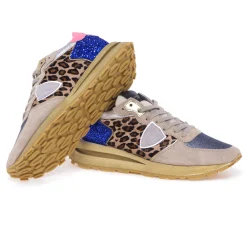 Sneaker Philippe Model Tropez Haute con inserti in cavallino e glitter
