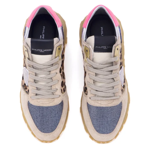 Sneaker Philippe Model Tropez Haute con inserti in cavallino e glitter