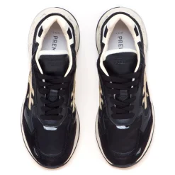 Sneaker Premiata Sharky in camoscio e tessuto satin