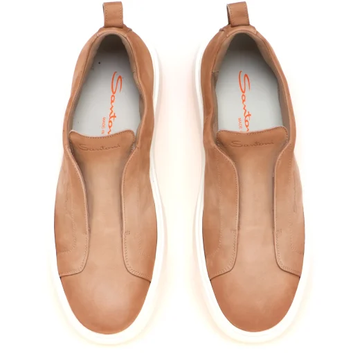 Sneaker Santoni slip-on in nabuck anticato