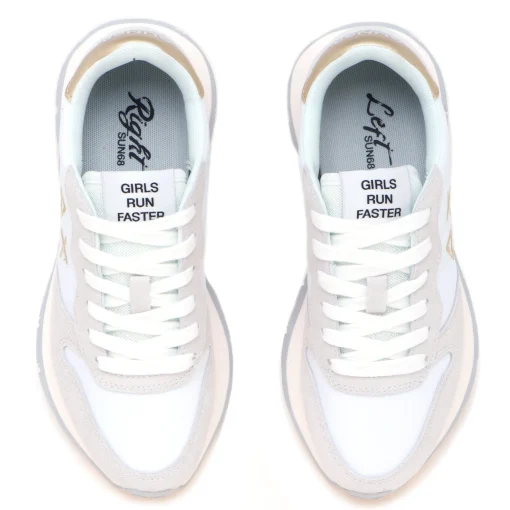 Sneaker SUN68 Ally Gold Silver in camoscio e tessuto
