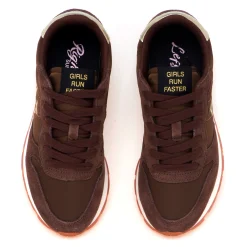 Sneaker SUN68 Ally Gold Silver in camoscio e tessuto