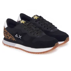 Sneaker Sun68 Stargirl Animal in camoscio e tessuto con inserto in cavallino