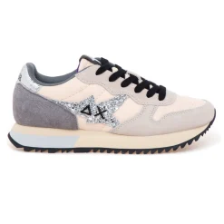 Sneaker SUN68 Stargirl Glitter Logo in camoscio e tessuto