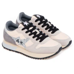Sneaker SUN68 Stargirl Glitter Logo in camoscio e tessuto
