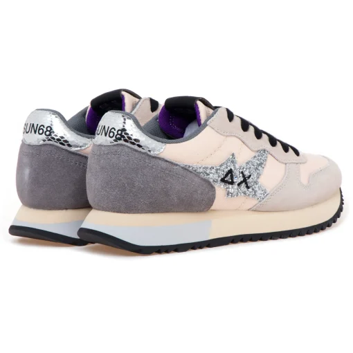 Sneaker SUN68 Stargirl Glitter Logo in camoscio e tessuto