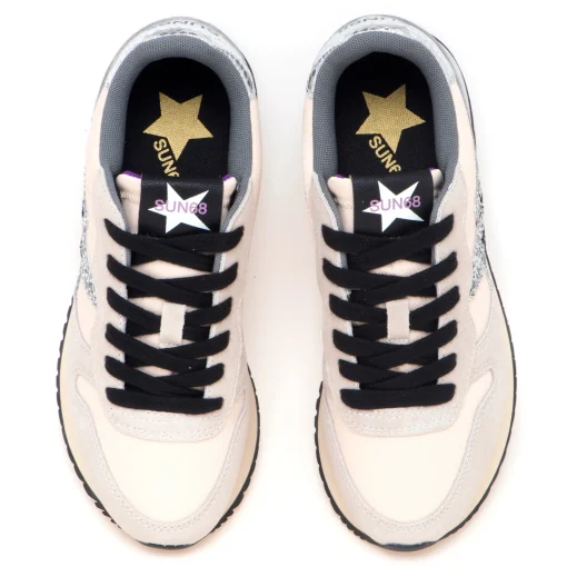 Sneaker SUN68 Stargirl Glitter Logo in camoscio e tessuto