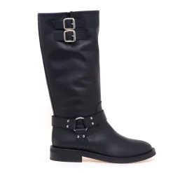Stivale biker Via Roma 15 in pelle con fibbie