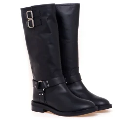 Stivale biker Via Roma 15 in pelle con fibbie