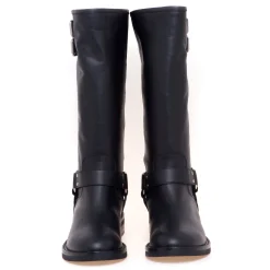 Stivale biker Via Roma 15 in pelle con fibbie