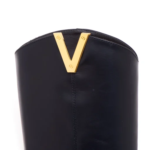 Stivale texano Via Roma 15 in pelle con "V" in metallo