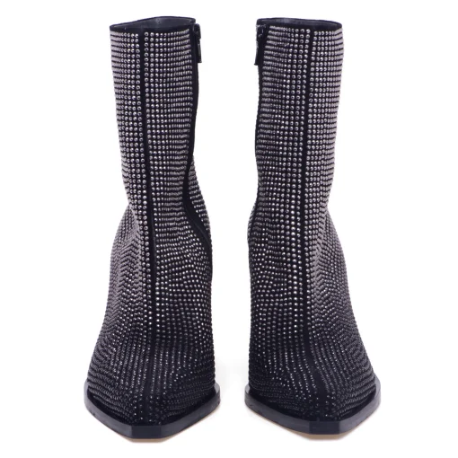 Stivaletto texano Fru.it full strass degradè con tacco 75 mm