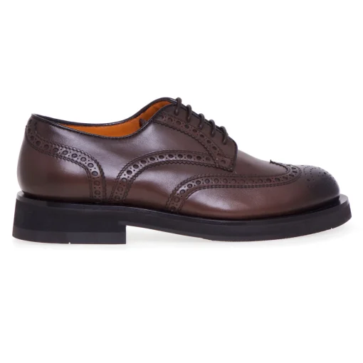 Stringata stile inglese Santoni in pelle anticata