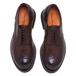 Stringata stile inglese Santoni in pelle anticata