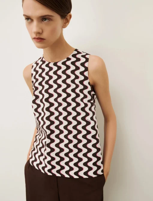 Top in popeline di cotone stretch Marella con fantasia